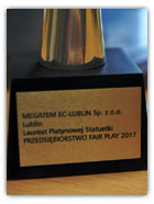 Certyfikat Przedsiębiorstwo Fair Play 2017 dla Megatem EC-Lublin