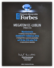 Diamenty Forbes 2016 dla Megatem EC-Lublin