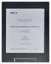 Podziękowanie za wieloletnią współpracę od LPEC